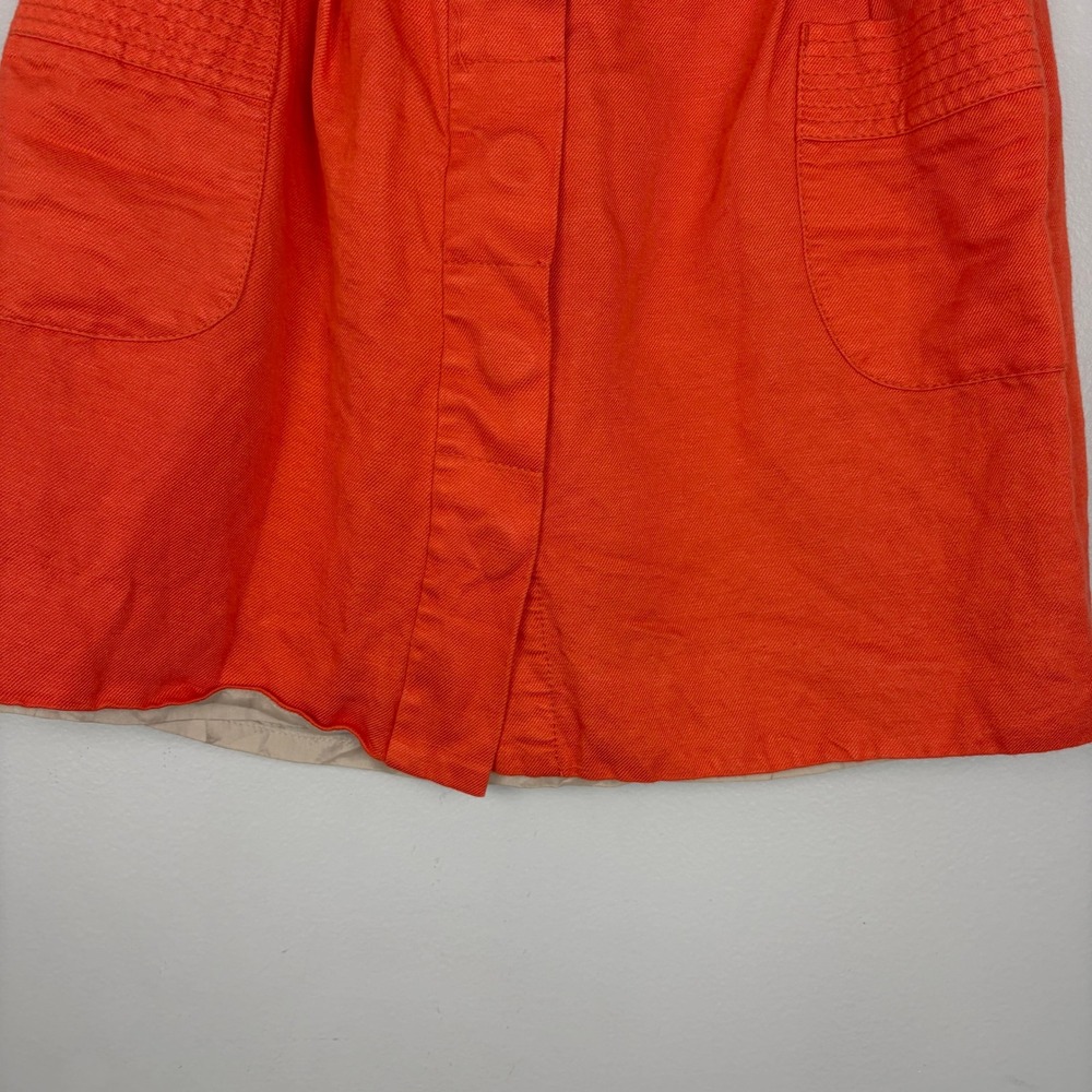 J. Crew Factory Orange Linen Blend Button Front Skirt Casual Preppy Size 6 - Picture 4 of 7